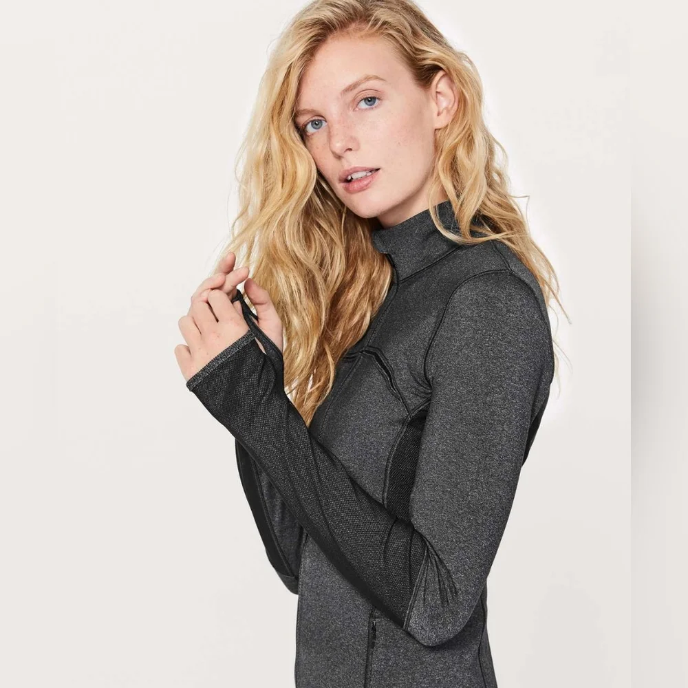 Lululemon Mesh Is More Jacket, Heathered Black, Womens Size 6 - Picture 2 of 12
